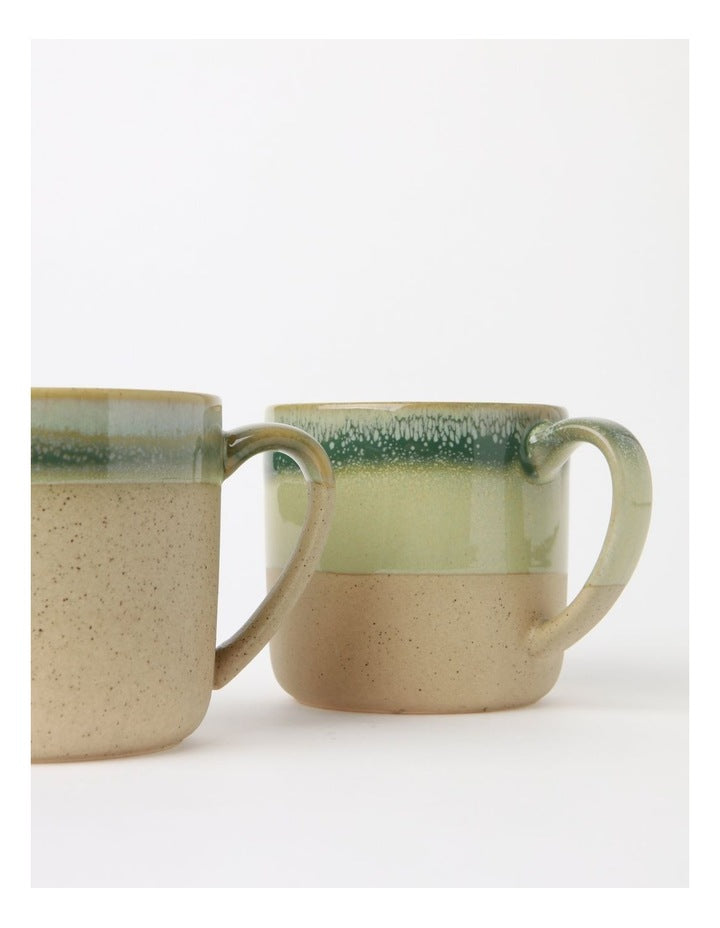 Esperance Celadon Wiped Edge Mug Set of 2 in Green