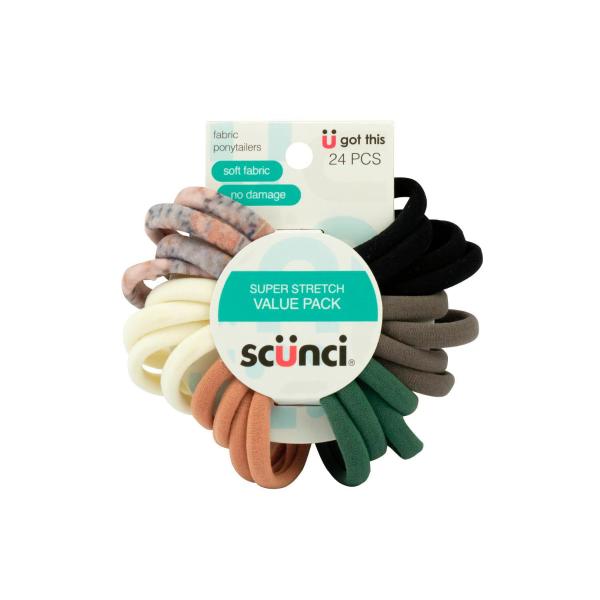 SCUNCI PONYTAILERS SUPER STRETCH VALUE PACK 24PC
