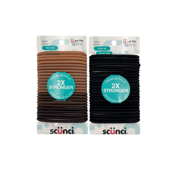 SCUNCI ELASTICS STRONG THICK HAIR 24PC