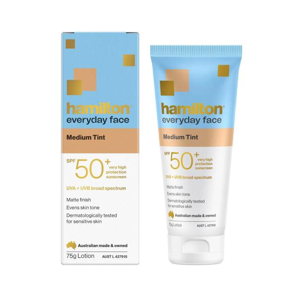 HAMILTON EVERYDAY FACE INVISIBLE SUNSCREEN SPF50+ MEDIUM TINT 75G