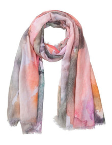 Water Colour Print Scarf in Pink