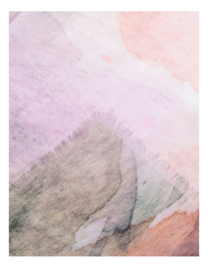 Water Colour Print Scarf in Pink