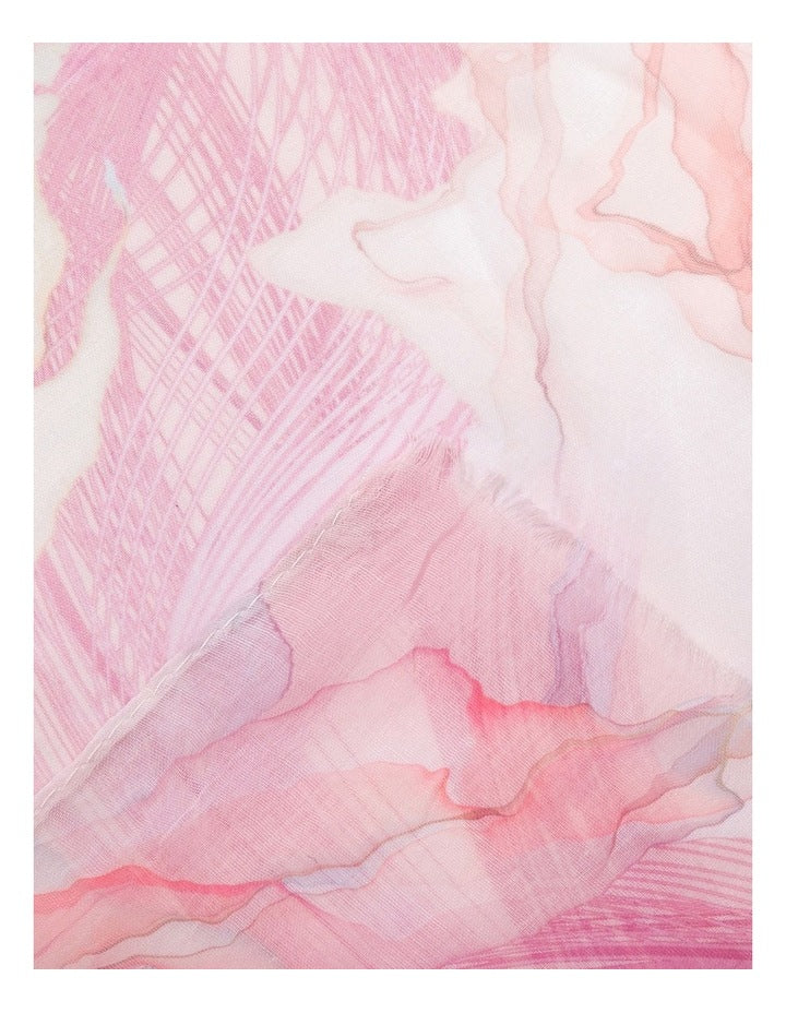 Water Color Print Scarf in Pink