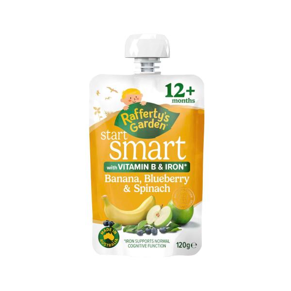 RAFFERTYS GARDEN SMART START BANANA BLUEBERRY & SPINACH 12M+ 120G