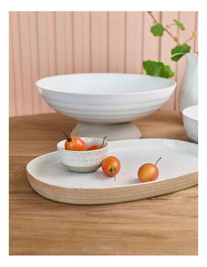 Natural Home Oval Tray in White Speckle