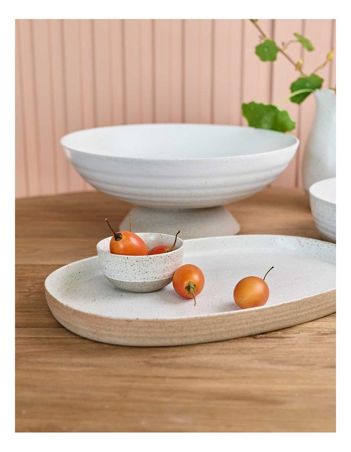 Natural Home Oval Tray in White Speckle