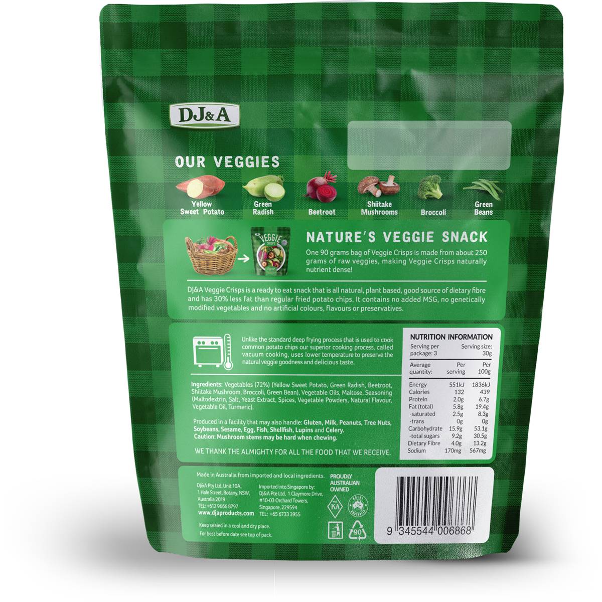 DJ&A Veggie Crisps Original 90g