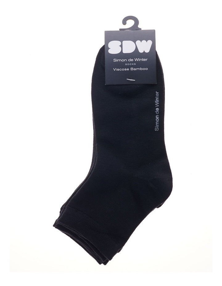 Plain Half Crew Socks 2 Pack in Black