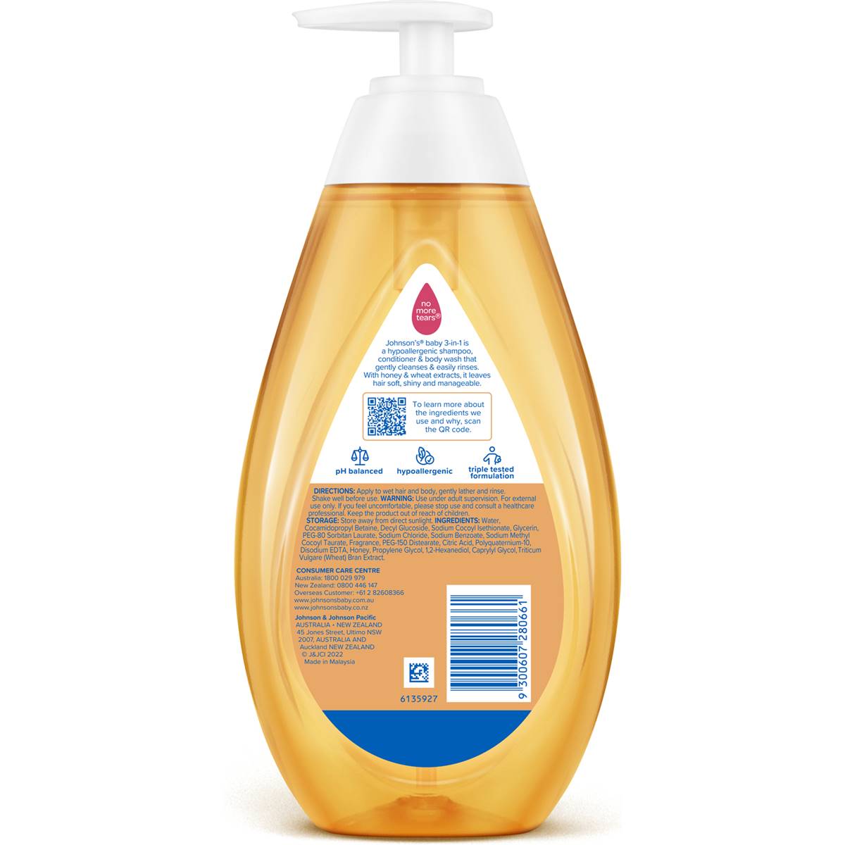 Johnson's Gentle Tear-Free Conditioning Baby Shampoo & Cleansing Wash 500ml