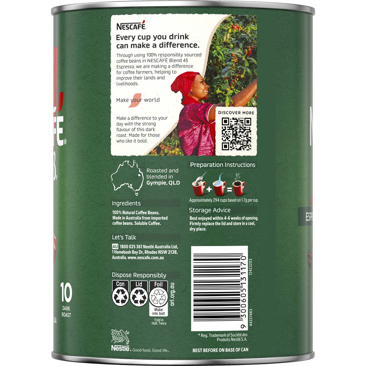 Nescafe Blend 43 Espresso Instant Coffee Tin 500g