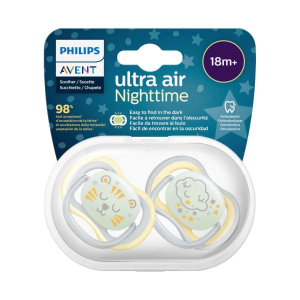 PHILIPS AVENT ULTRA AIR SOOTHER NIGHTTIME GLOW 18+ MONTHS 2-PACK