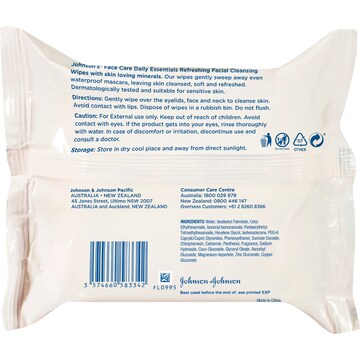 Johnson's Cleansing Face Wipes for Normal Skin 25 pack