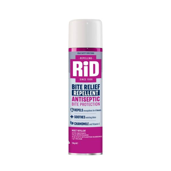 RID BITE RELIEF REPELLENT ANTISEPTIC BITE PROTECTION INSECT REPELLENT AEROSOL 150G