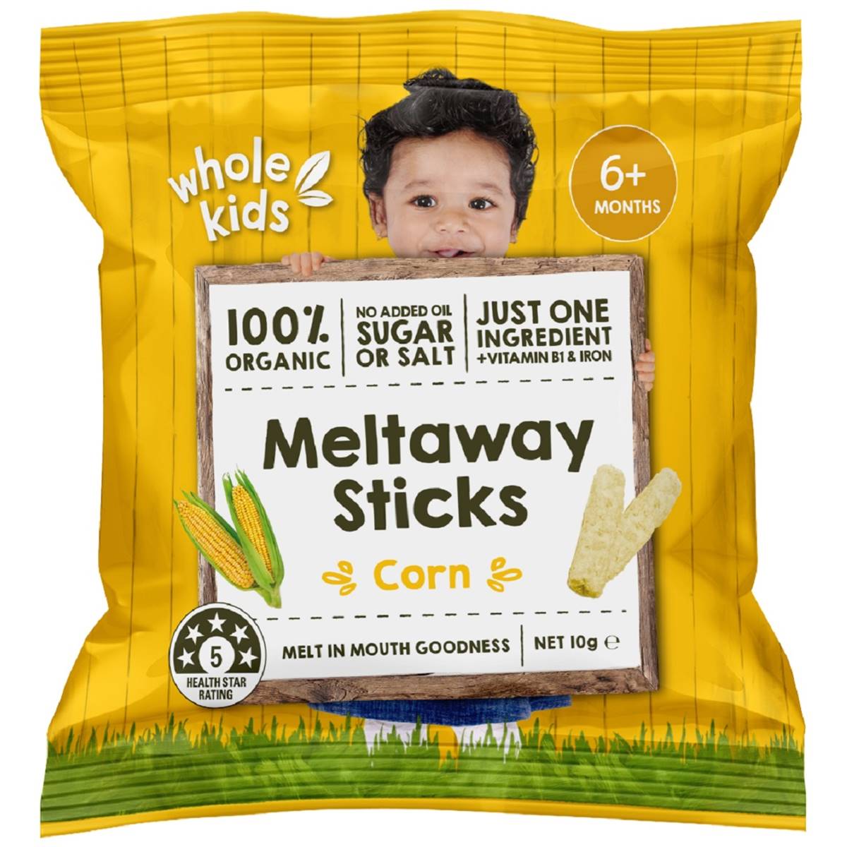 Whole Kids Organic Meltaway Sticks Corn 10g