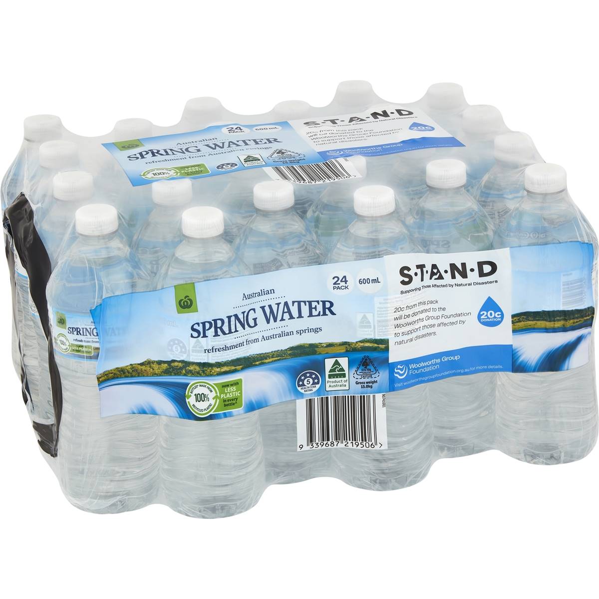 Woolworths Spring Water Bottles 600mL x 24 pack