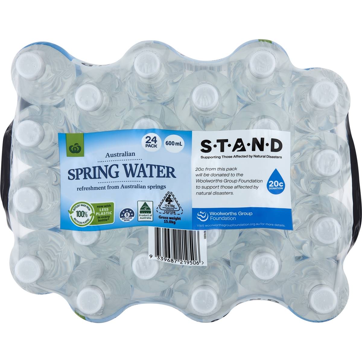 Woolworths Spring Water Bottles 600mL x 24 pack