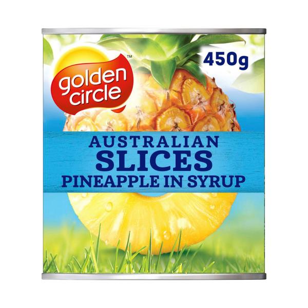GOLDEN CIRCLE AUSTRALIAN PINEAPPLE:SLICES IN SYRUP:.:450 GRAM