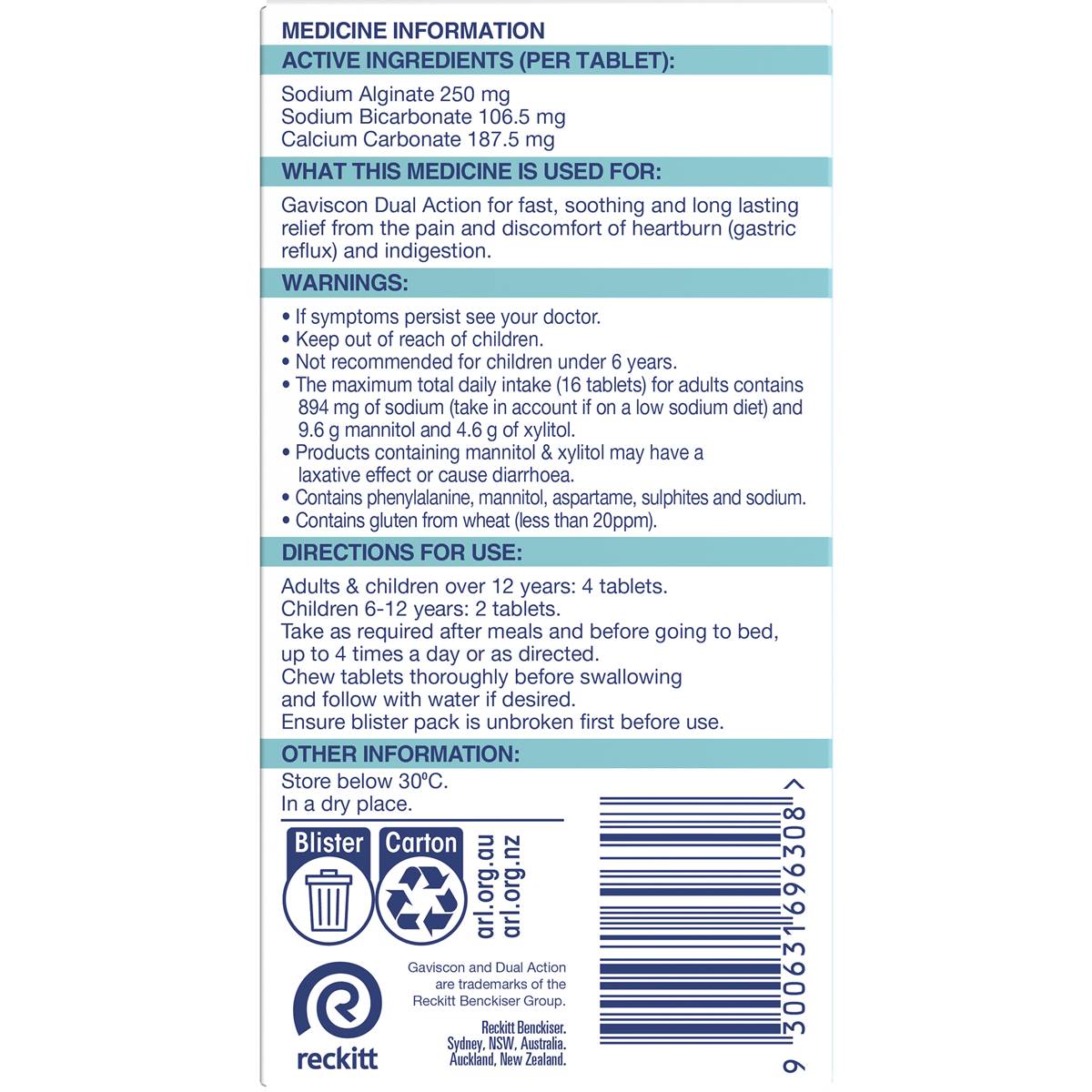 Gaviscon Dual Action Heartburn & Indigestion Relief Mixed Berry 16 Pack