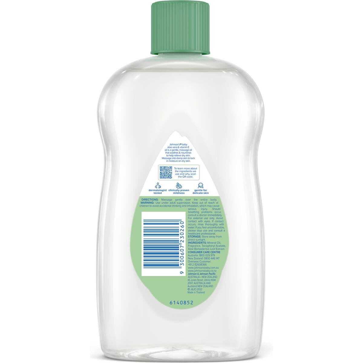 Johnson's Aloe Vera & Vitamin e Gentle Soothing Moisturising Baby Oil 500ml