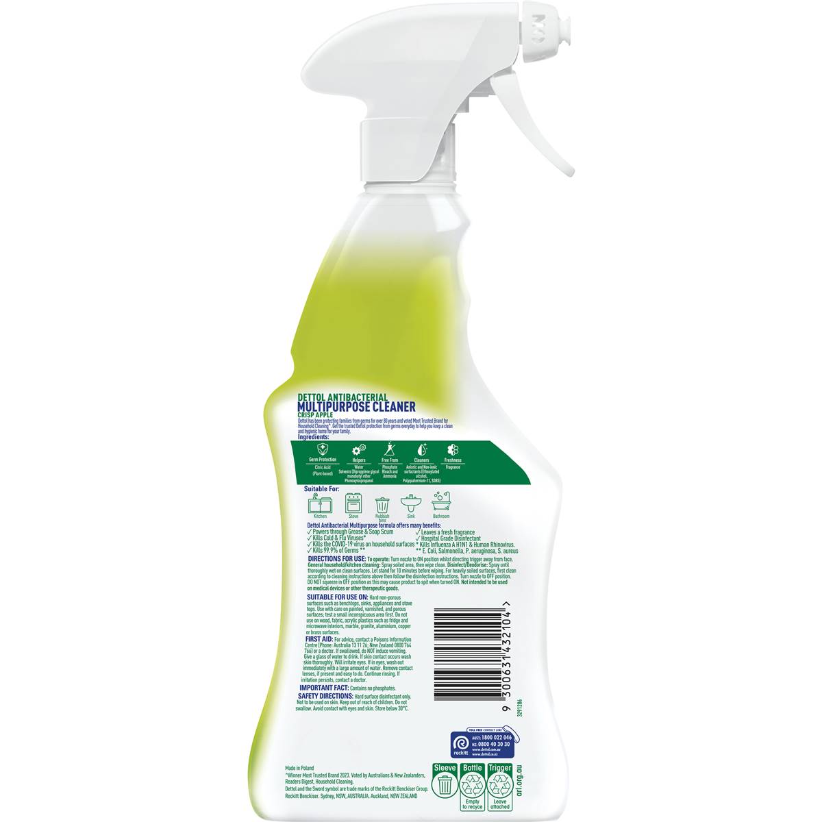 Dettol Multipurpose Cleaner Surface Spray Disinfectant Apple 750ml