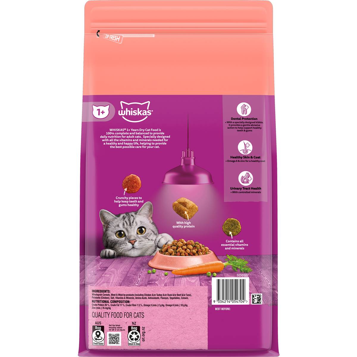 Whiskas Adult 1+ Years Dry Cat Food Sardine & Prawn Flavour 1.8kg
