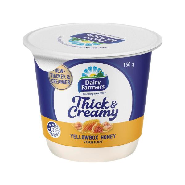 DAIRY FARMERS THICK & CREAMY YOGHURT YELLOW BOX HONEY 150G