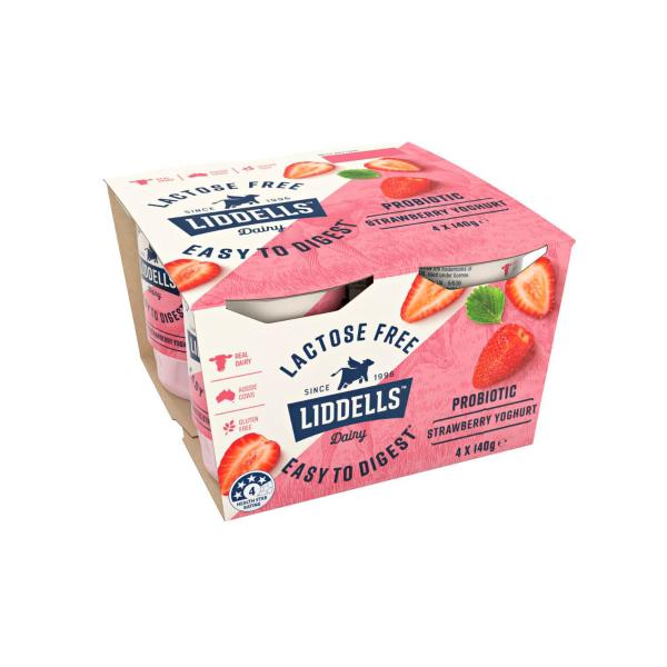 LIDDELLS LACTOSE FREE YOGHURT STRAWBERRY 4 X 140G