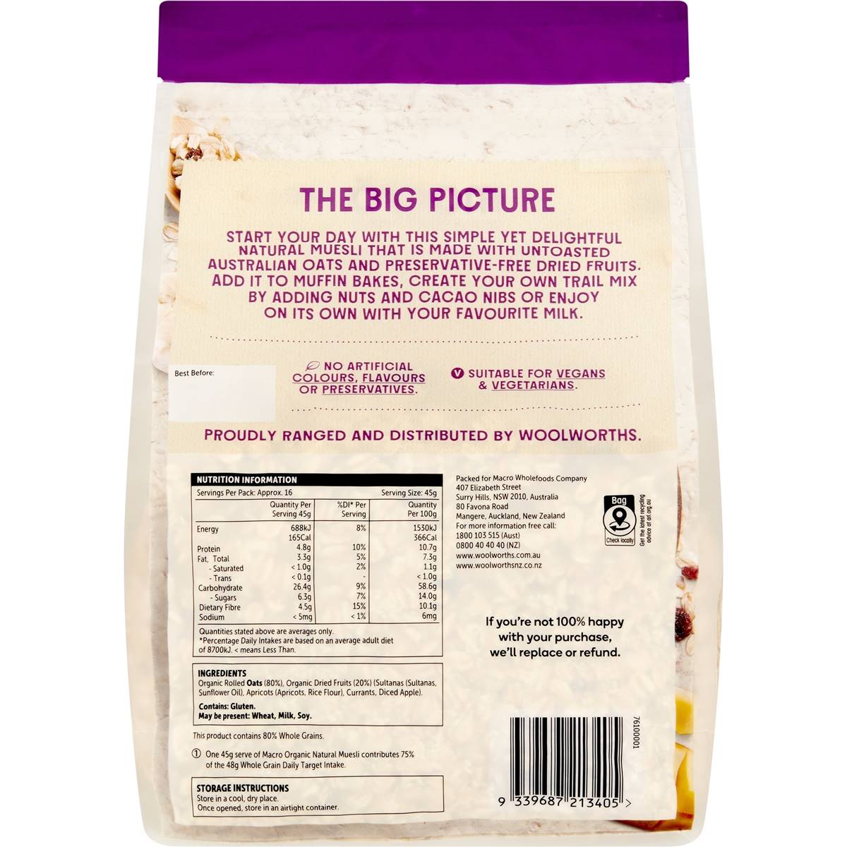 Macro Organic Natural Muesli 750g