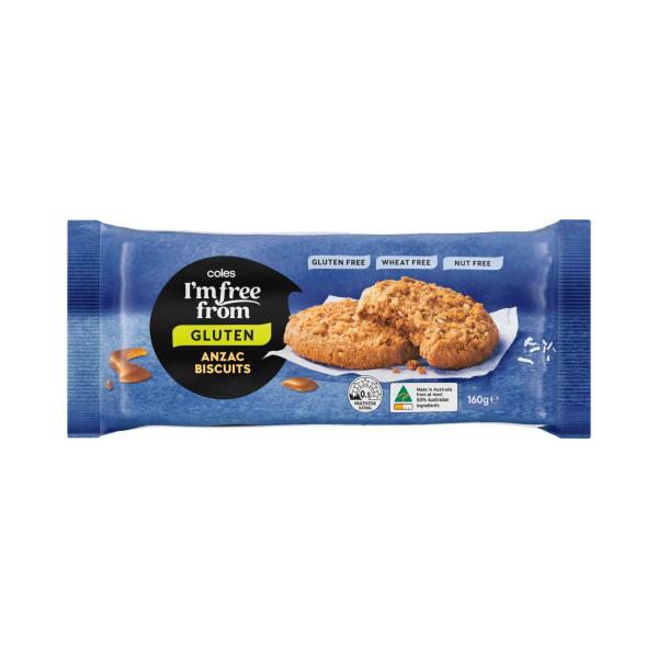 COLES I'M FREE FROM ANZAC BISCUITS:160G