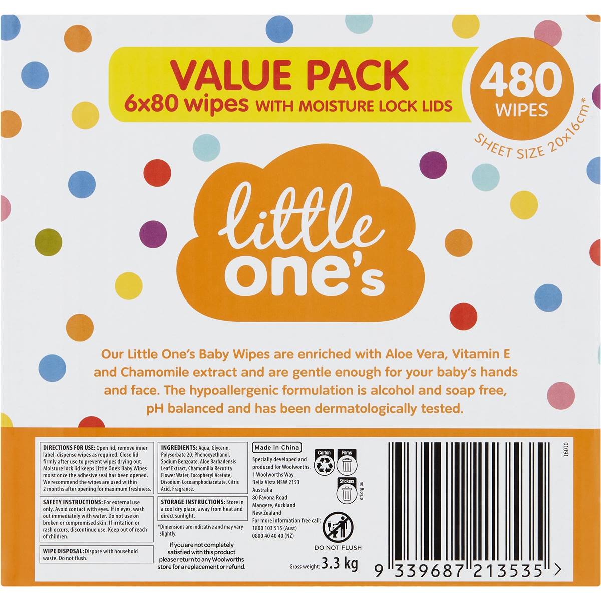 Little One's Baby Wipes Scented 480 Pack