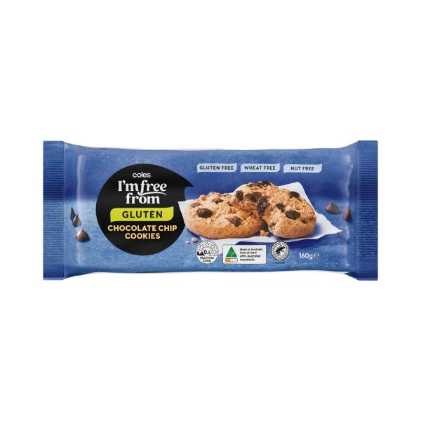 COLES I'M FREE FROM CHOC CHIP COOKIES:160G
