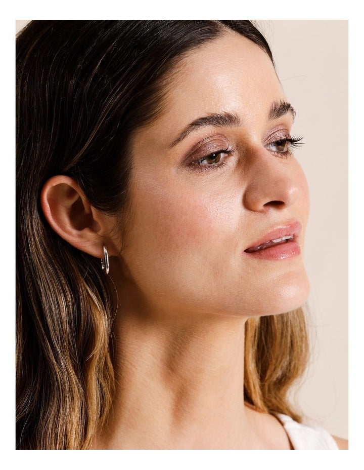 Rectangle Click Hoop Earring in Silver