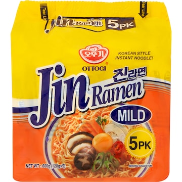 Ottogi Jin Ramen Mild Instant Noodles 120g x 5 pack