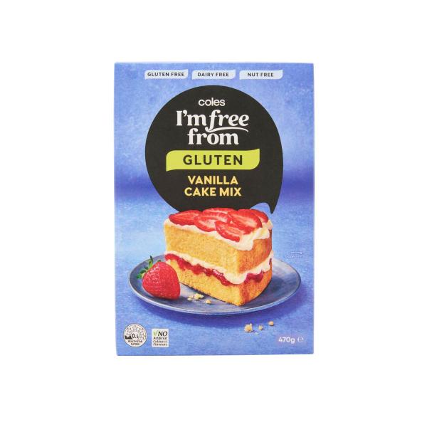 COLES I'M FREE FROM CAKE MIX VANILLA:470 GRAM