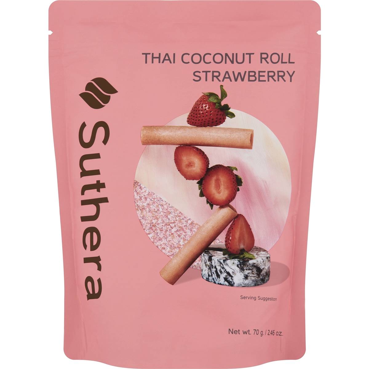 Suthera Thai Coconut Roll Strawberry 70g