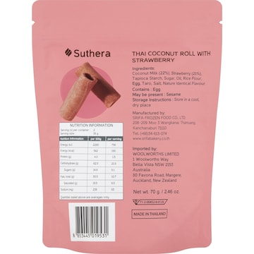 Suthera Thai Coconut Roll Strawberry 70g