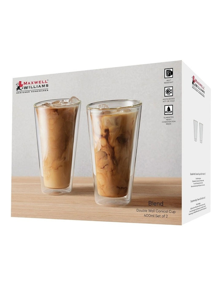 Blend Double Wall Conical Cup Gift Boxed Set of 2 in Clear