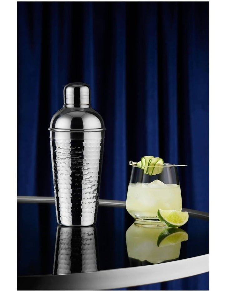 Cocktail & Co Lexington Hammered Cocktail Shaker 500ml Gift Boxed in Silver