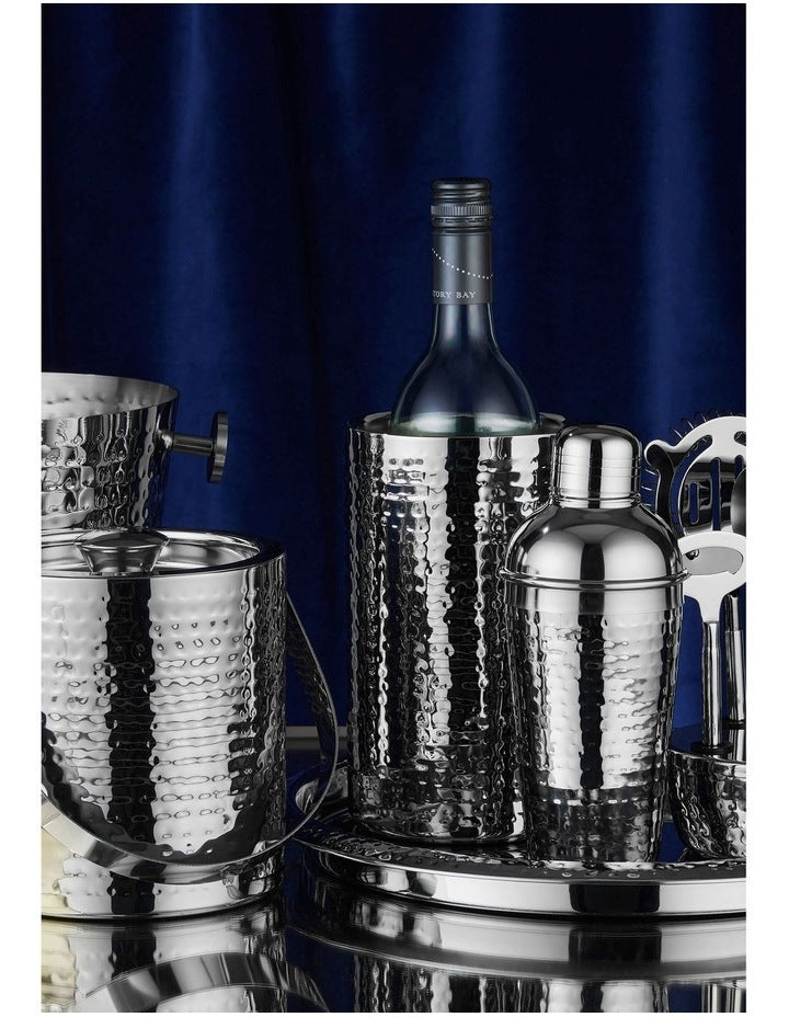 Cocktail & Co Lexington Hammered Wine Cooler Gift Boxed in Silver
