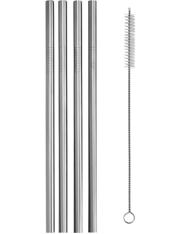 Cocktail & Co Reusable Smoothie Straw Set of 4 With Brush Gift Boxed in Stainless Steel