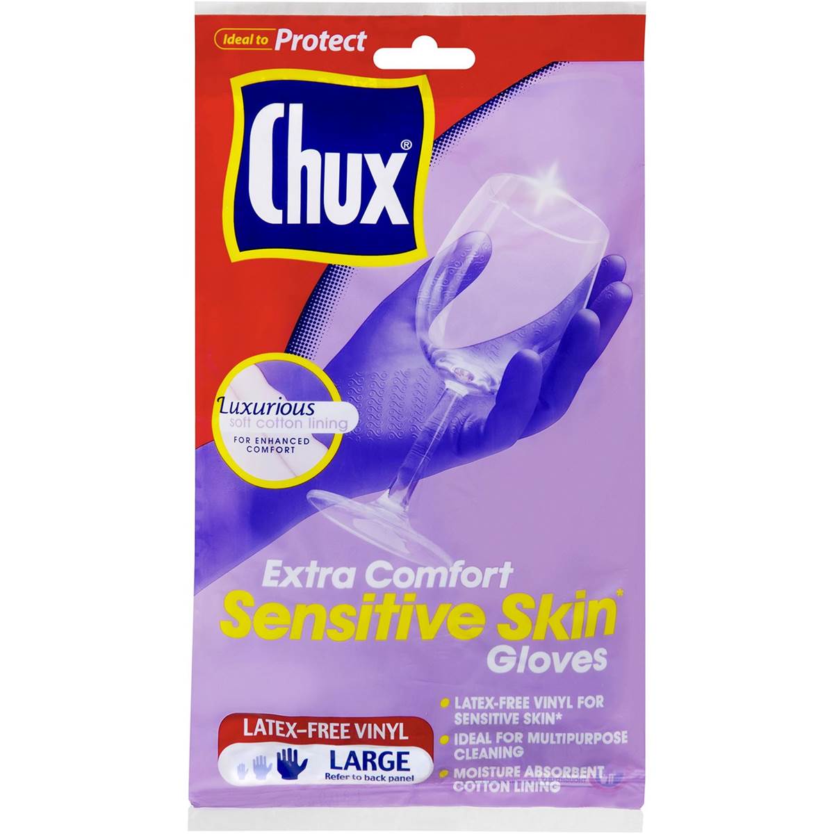 Chux Extra Comfort Gloves Sensitive Skin Large 1 Pair