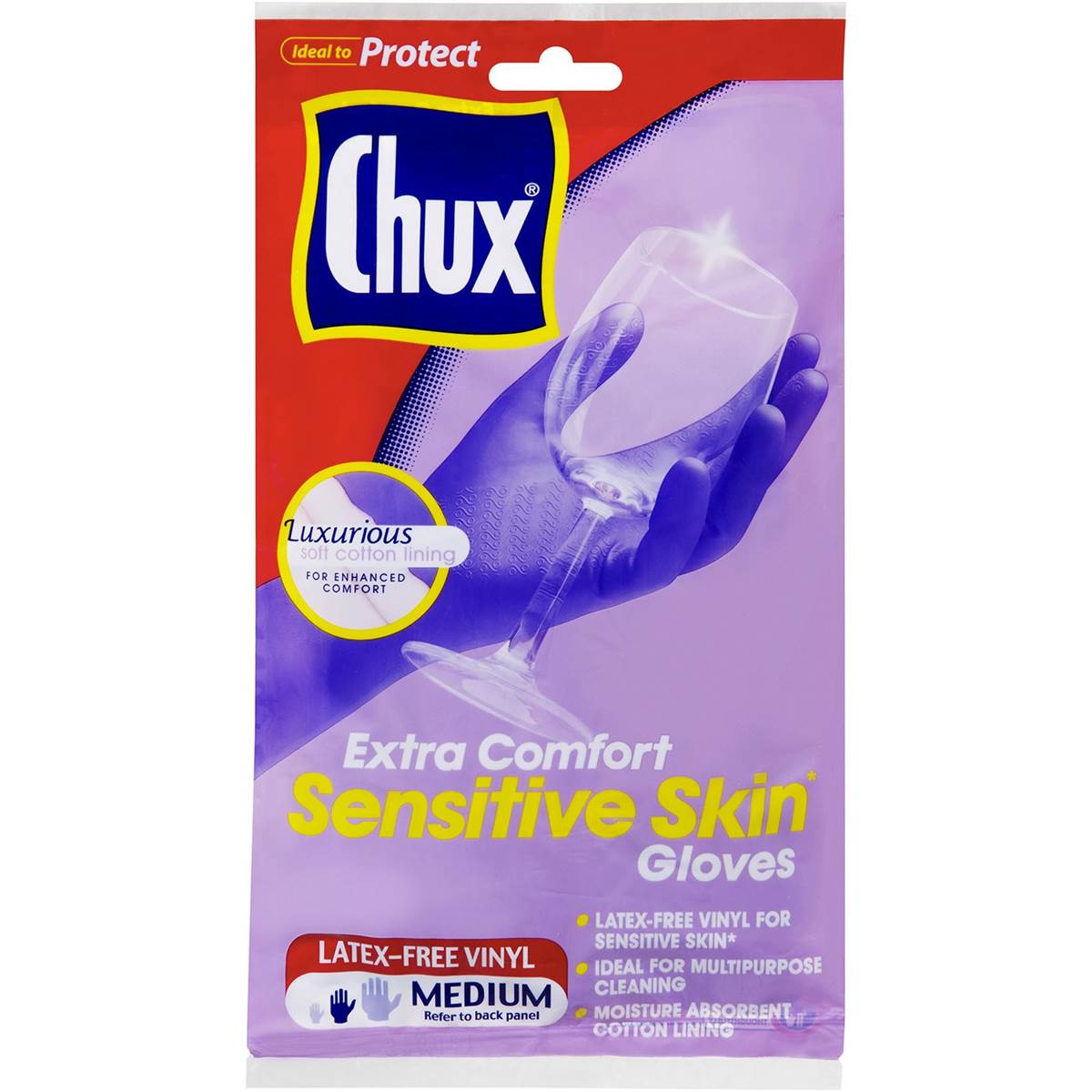 Chux Extra Comfort Gloves Sensitive Skin Medium 1 Pair