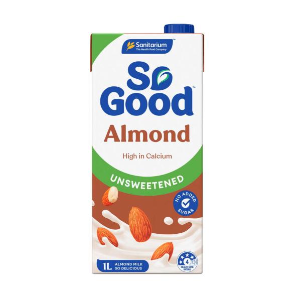 SANITARIUM SO GOOD ALMOND UNSWEETENED UHT MILK 1L