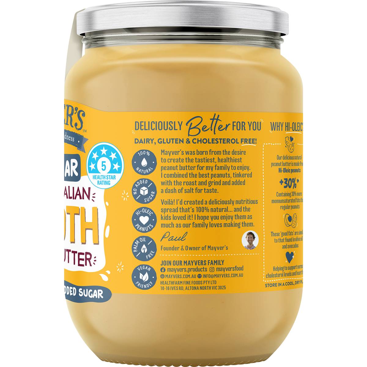 Mayver's Smooth Peanut Butter 750g