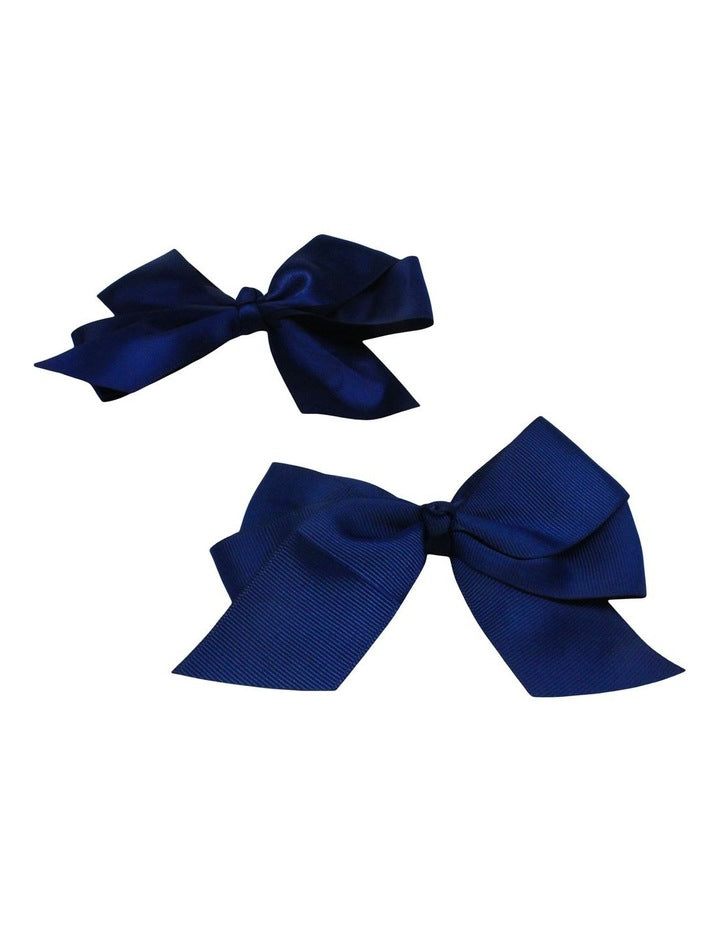 Big Bow Hair Clips 2 Pack in Navy