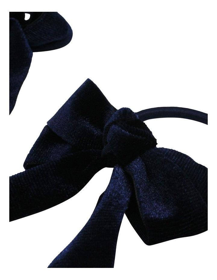 Bow Hair Ties 2 Pack in Navy