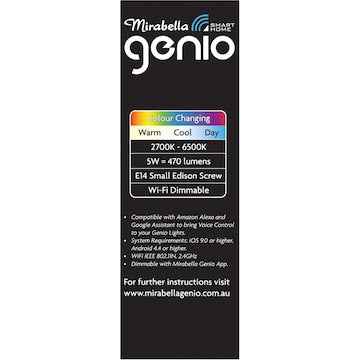 Mirabella Genio Wifi Dimmable 5W Led Candle Small Edison Screw each