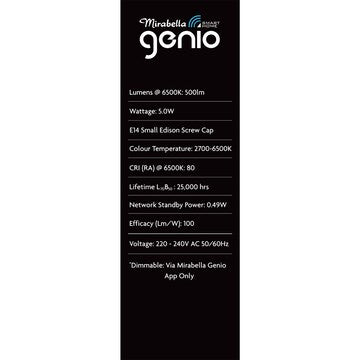 Mirabella Genio Wifi Dimmable 5W Led Candle Small Edison Screw each