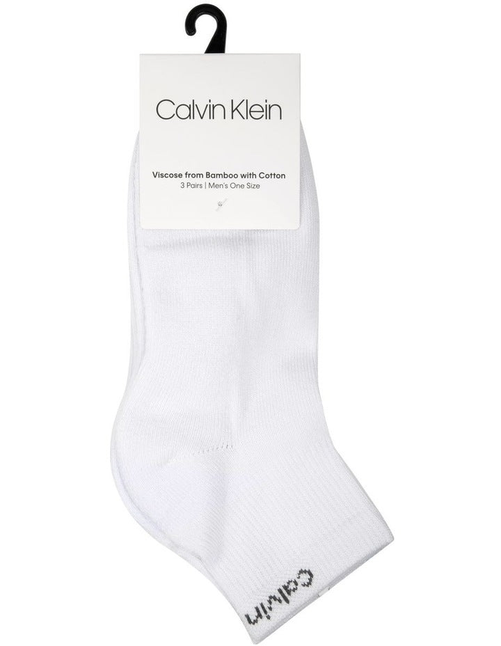 Cotton Bamboo Athletic Quarter Socks 3-Pack in White