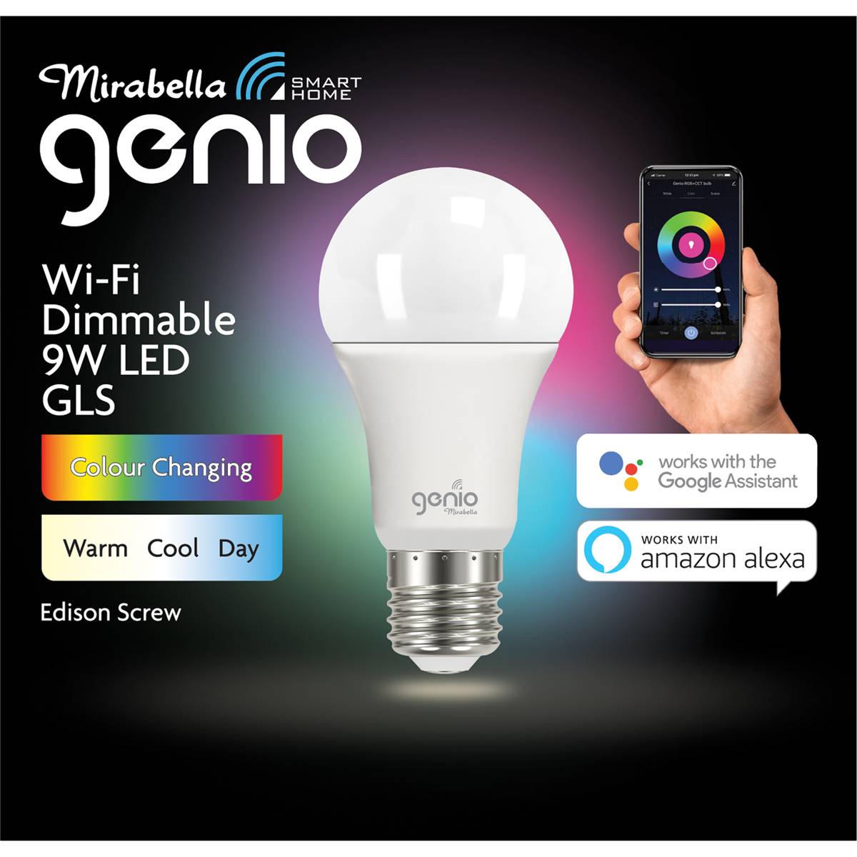 Mirabella Genio Wifi Dimmable 9w Led Gls Edison Screw Each